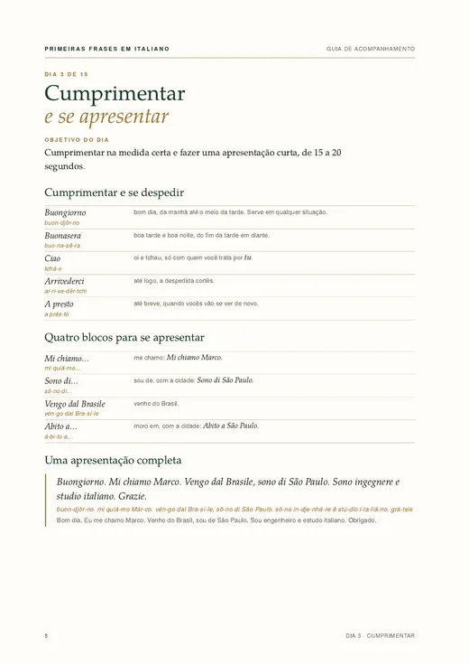 Dia 3: Cumprimentar e se apresentar, página 8